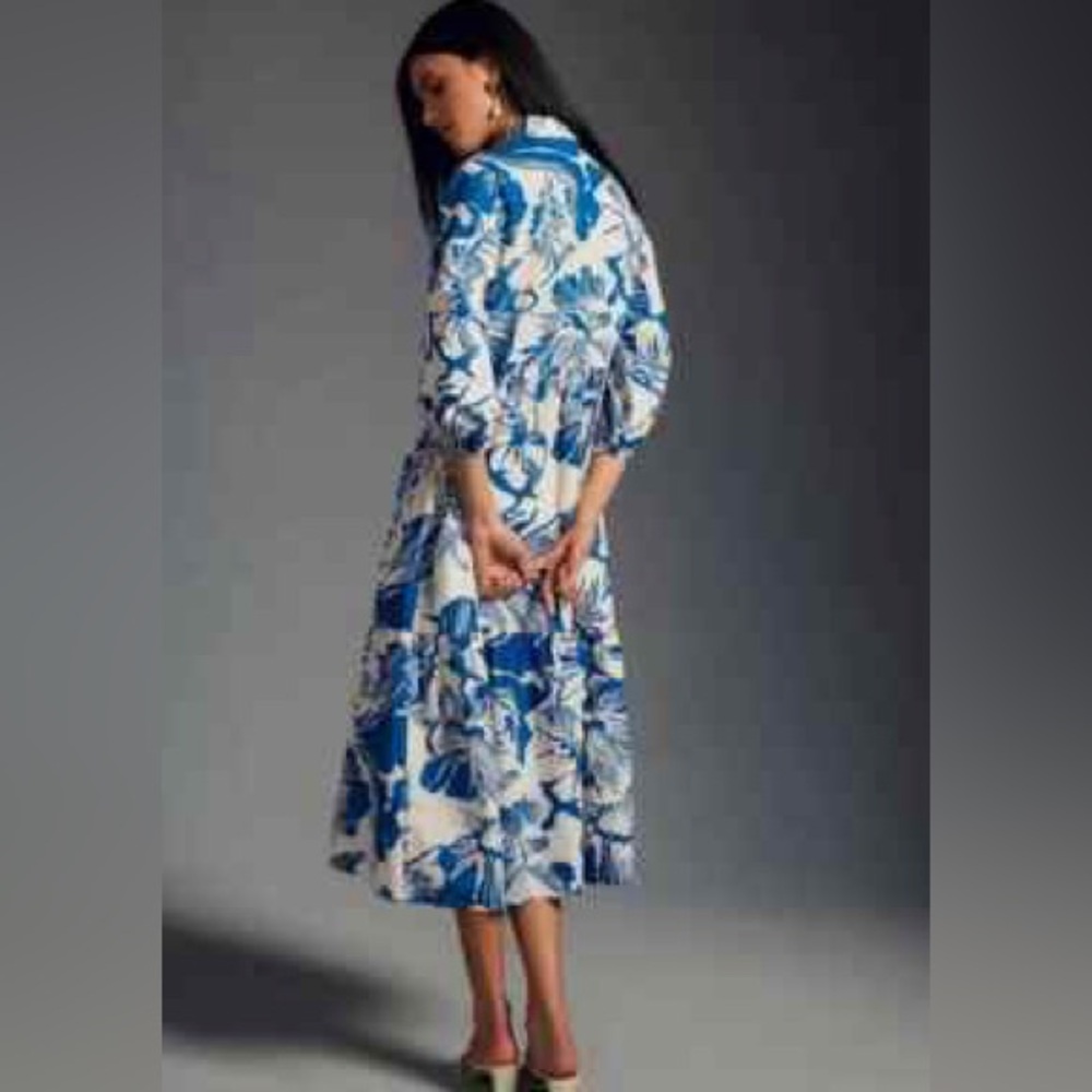 Anthropologie the Bettina shirt dress in blue white floral - Picture 7 of 7